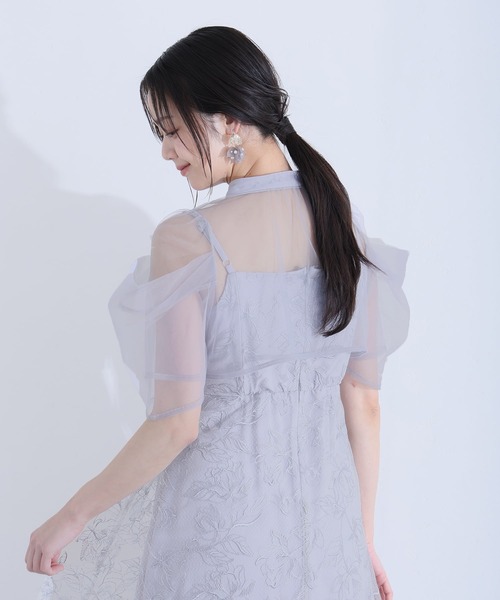 PourVous（プールヴー）の「マキシ丈&袖ありフォーマルフレアシルエットセレモニー結婚式パーティー ドレスオケージョンドレス お呼ばれ同窓会（ドレス・レディース・グリーン/ライトブルー/ブラック/ブラック系その他/ブルーグレー・M/S/L）」の15枚目の写真