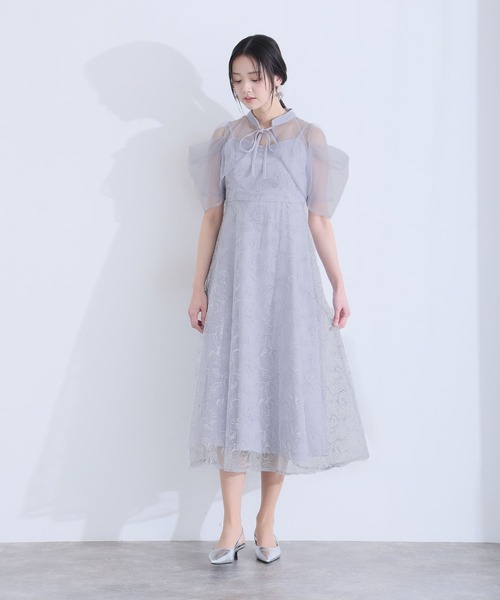 PourVous（プールヴー）の「マキシ丈&袖ありフォーマルフレアシルエットセレモニー結婚式パーティー ドレスオケージョンドレス お呼ばれ同窓会（ドレス・レディース・グリーン/ライトブルー/ブラック/ブラック系その他/ブルーグレー・M/S/L）」の16枚目の写真