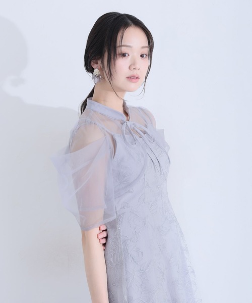 PourVous（プールヴー）の「マキシ丈&袖ありフォーマルフレアシルエットセレモニー結婚式パーティー ドレスオケージョンドレス お呼ばれ同窓会（ドレス・レディース・グリーン/ライトブルー/ブラック/ブラック系その他/ブルーグレー・M/S/L）」の17枚目の写真