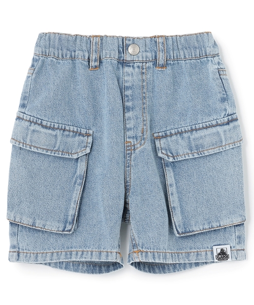 XLARGE KIDS(エクストララージキッズ)の「ケミカルウォッシュ デニムカーゴハーフパンツ(デニムパンツ・キッズ・ライトブルー/ブラック・120cm/140cm/90cm/100cm/110cm/130cm)」の5枚目の写真