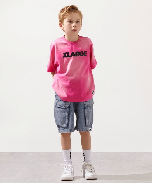 XLARGE KIDS(エクストララージキッズ)の「ケミカルウォッシュ デニムカーゴハーフパンツ(デニムパンツ・キッズ・ライトブルー/ブラック・120cm/140cm/90cm/100cm/110cm/130cm)」の8枚目の写真