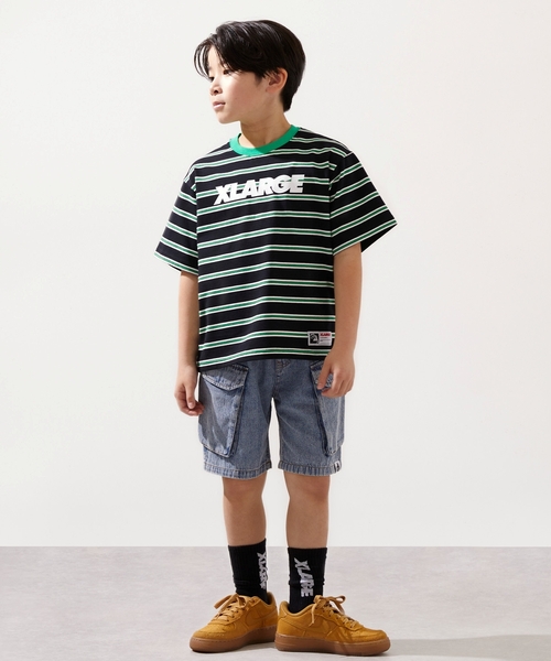 XLARGE KIDS(エクストララージキッズ)の「ケミカルウォッシュ デニムカーゴハーフパンツ(デニムパンツ・キッズ・ライトブルー/ブラック・120cm/140cm/90cm/100cm/110cm/130cm)」の10枚目の写真