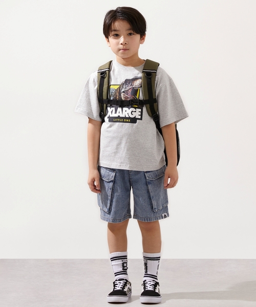 XLARGE KIDS(エクストララージキッズ)の「ケミカルウォッシュ デニムカーゴハーフパンツ(デニムパンツ・キッズ・ライトブルー/ブラック・120cm/140cm/90cm/100cm/110cm/130cm)」の11枚目の写真
