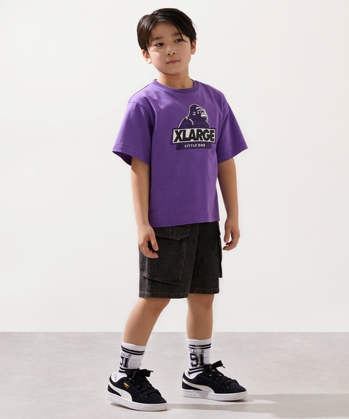 XLARGE KIDS(エクストララージキッズ)の「ケミカルウォッシュ デニムカーゴハーフパンツ(デニムパンツ・キッズ・ライトブルー/ブラック・120cm/140cm/90cm/100cm/110cm/130cm)」の12枚目の写真