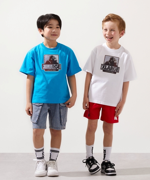 XLARGE KIDS(エクストララージキッズ)の「ケミカルウォッシュ デニムカーゴハーフパンツ(デニムパンツ・キッズ・ライトブルー/ブラック・120cm/140cm/90cm/100cm/110cm/130cm)」の14枚目の写真