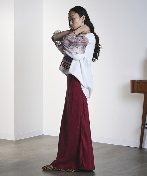 OKIRAKU(オキラク)の「(OKIRAKU×ROSEBUD)LACE SLEEVE GRAPHIC TOP(Tシャツ/カットソー・レディース・ブラック/ホワイト・ONE SIZE)」の7枚目の写真