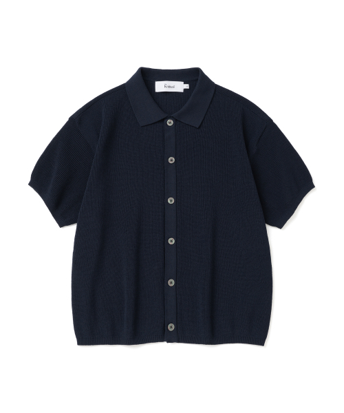 KNITTED(ニッティド)の「クールエバー PK クロップ半袖カーディガン NAVY(ニット/セーター・レディース・その他・MEDIUM/LARGE/X-LARGE)」の2枚目の写真