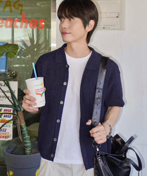 KNITTED(ニッティド)の「クールエバー PK クロップ半袖カーディガン NAVY(ニット/セーター・レディース・その他・MEDIUM/LARGE/X-LARGE)」の8枚目の写真