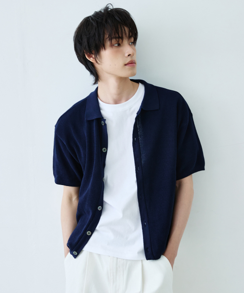 KNITTED(ニッティド)の「クールエバー PK クロップ半袖カーディガン NAVY(ニット/セーター・レディース・その他・MEDIUM/LARGE/X-LARGE)」の9枚目の写真