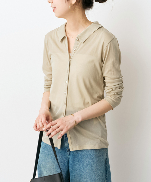 Spick & Span(スピックアンドスパン)の「《接触冷感》シアーシャツカットソー(Tシャツ/カットソー・レディース・ブラック/ベージュ・FREE)」の12枚目の写真