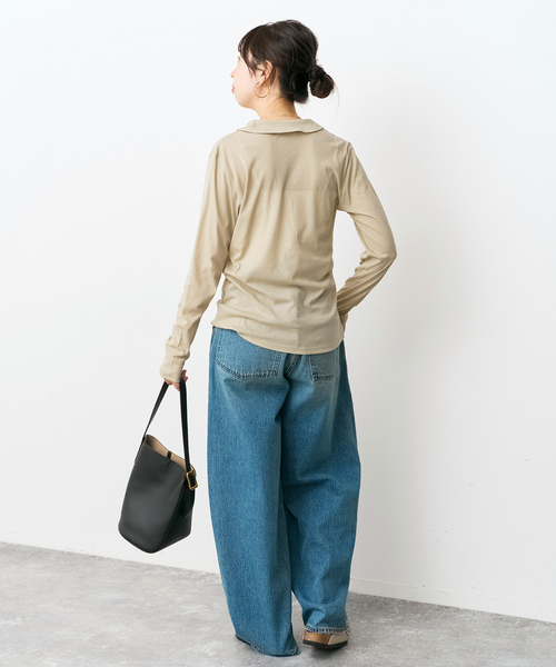 Spick & Span(スピックアンドスパン)の「《接触冷感》シアーシャツカットソー(Tシャツ/カットソー・レディース・ブラック/ベージュ・FREE)」の15枚目の写真
