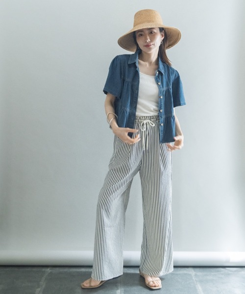 lodie（ロディ）の「デニムティアードシャツ（シャツ/ブラウス・レディース・ブルー/ネイビー・FREE）」の5枚目の写真