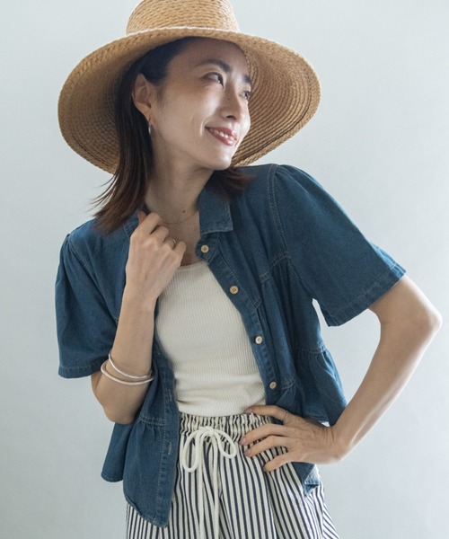 lodie（ロディ）の「デニムティアードシャツ（シャツ/ブラウス・レディース・ブルー/ネイビー・FREE）」の3枚目の写真