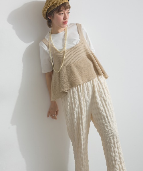 le colis（ルコリ）の「シャリシャリ シアー サマーニット フレア キャミ ビスチェ（キャミソール・レディース・キナリ/テラコッタ/ブラック/グリーン/レッド/ベージュ・FREE）」の20枚目の写真