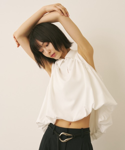 AIC.(エーアイシー)の「バルーンポロドロップテールトップス(その他トップス・レディース・オフホワイト/ライトブルー/ブラック/ピンク・FREE)」の6枚目の写真