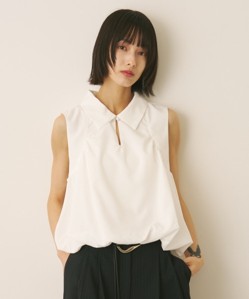 AIC.(エーアイシー)の「バルーンポロドロップテールトップス(その他トップス・レディース・オフホワイト/ライトブルー/ブラック/ピンク・FREE)」の5枚目の写真