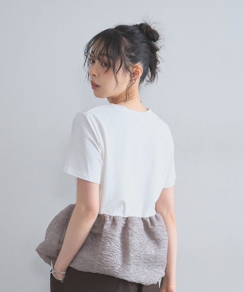 &. NOSTALGIA(アンドドットノスタルジア)の「シアージャガードバルーンヘムTシャツ(Tシャツ/カットソー・レディース・ホワイト/チャコールグレー/ブラック・M)」の17枚目の写真