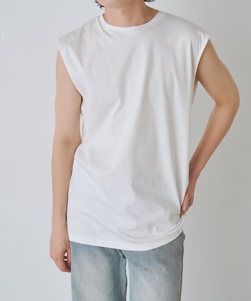 COLONY 2139(コロニートゥーワンスリーナイン)の「スマート変形ノースリーブT(Tシャツ/カットソー・メンズ・ホワイト/ブラック・MEDIUM/LARGE)」の8枚目の写真