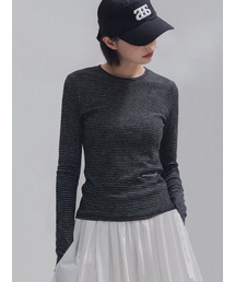 ANNEHEARTS（アンハーツ）の「Double Stripe Slim Tee_BLACK（Tシャツ/カットソー）」