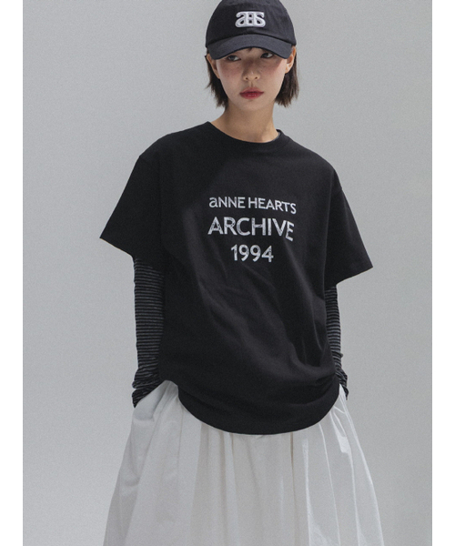 ANNEHEARTS（アンハーツ）の「Double Stripe Slim Tee_BLACK（Tシャツ/カットソー・レディース・その他・FREE）」の5枚目の写真
