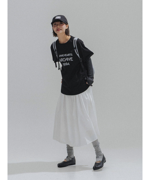 ANNEHEARTS（アンハーツ）の「Double Stripe Slim Tee_BLACK（Tシャツ/カットソー・レディース・その他・FREE）」の6枚目の写真