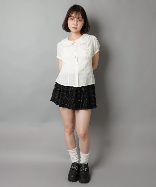 SPINNS(スピンズ)の「ティアードフリルミニスカート/ドット/インナーパンツ付き(スカート・レディース・ホワイト/ブラウン/ブラック・ONESIZE)」の15枚目の写真