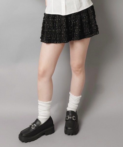 SPINNS(スピンズ)の「ティアードフリルミニスカート/ドット/インナーパンツ付き(スカート・レディース・ホワイト/ブラウン/ブラック・ONESIZE)」の21枚目の写真