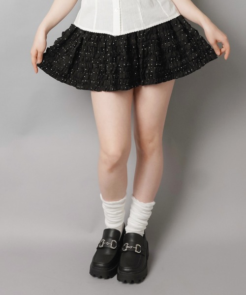 SPINNS(スピンズ)の「ティアードフリルミニスカート/ドット/インナーパンツ付き(スカート・レディース・ホワイト/ブラウン/ブラック・ONESIZE)」の22枚目の写真