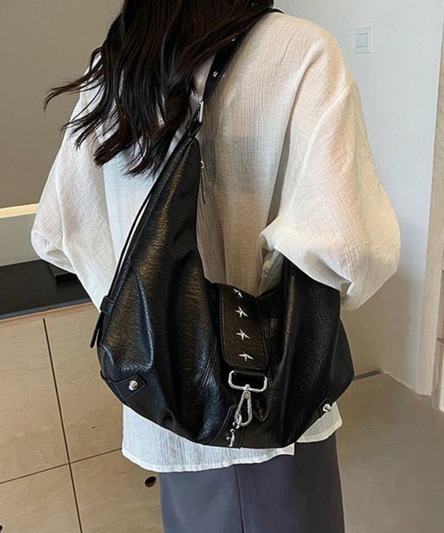 Miniministore(ミニミニストア)の「ホーボーバッグアイレットショルダーバッグ(ショルダーバッグ・レディース・ブラック/ダークブラウン・FREE)」の1枚目の写真