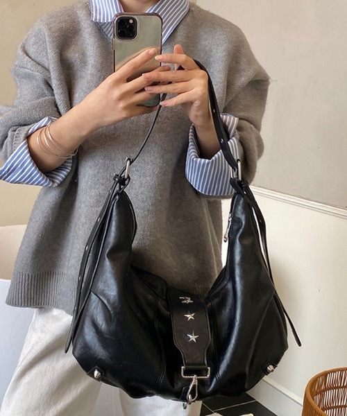 Miniministore(ミニミニストア)の「ホーボーバッグアイレットショルダーバッグ(ショルダーバッグ・レディース・ブラック/ダークブラウン・FREE)」の13枚目の写真