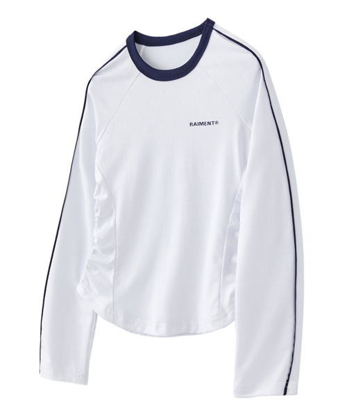 RAIMENT(レイメント)の「(W) ウィメンズパイピングシャーリングクロップロングスリーブ_ホワイト(Tシャツ/カットソー・レディース・その他・WS/WM)」の2枚目の写真