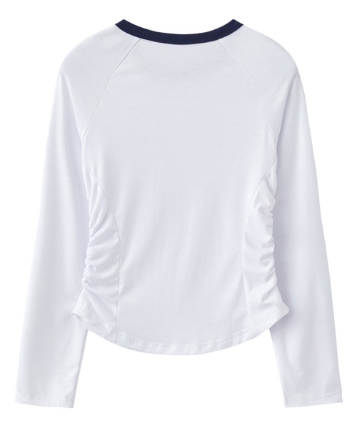 RAIMENT(レイメント)の「(W) ウィメンズパイピングシャーリングクロップロングスリーブ_ホワイト(Tシャツ/カットソー・レディース・その他・WS/WM)」の4枚目の写真