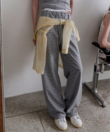 Hasta stripe banding pants (melange gray)