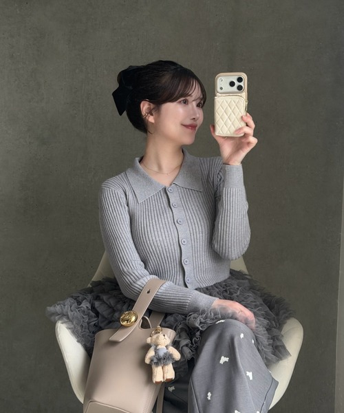 LADYM(ラディム)の「【LADYM】Polo Tulle Peplum Knit(ニット/セーター・レディース・グレー/アイボリー・FREE)」の2枚目の写真