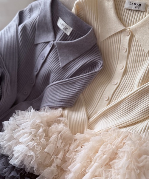 LADYM(ラディム)の「【LADYM】Polo Tulle Peplum Knit(ニット/セーター・レディース・グレー/アイボリー・FREE)」の4枚目の写真