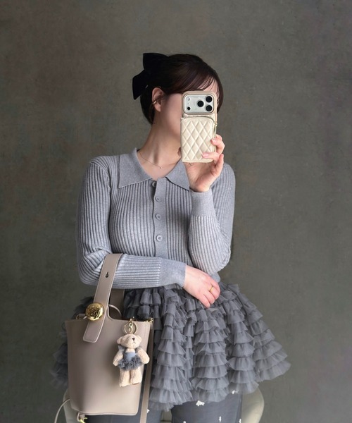 LADYM(ラディム)の「【LADYM】Polo Tulle Peplum Knit(ニット/セーター・レディース・グレー/アイボリー・FREE)」の5枚目の写真