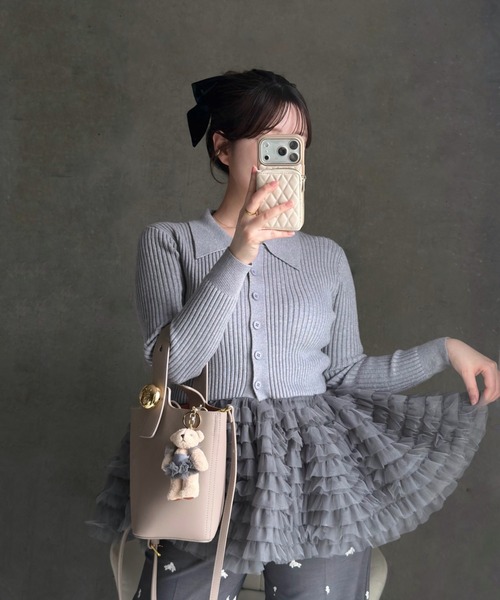 LADYM(ラディム)の「【LADYM】Polo Tulle Peplum Knit(ニット/セーター・レディース・グレー/アイボリー・FREE)」の6枚目の写真