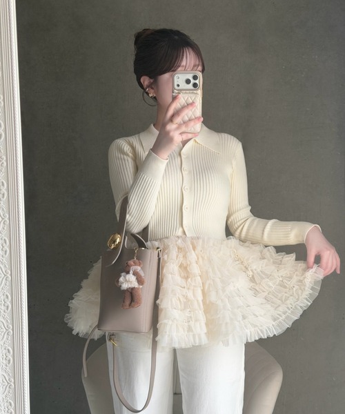 LADYM(ラディム)の「【LADYM】Polo Tulle Peplum Knit(ニット/セーター・レディース・グレー/アイボリー・FREE)」の9枚目の写真