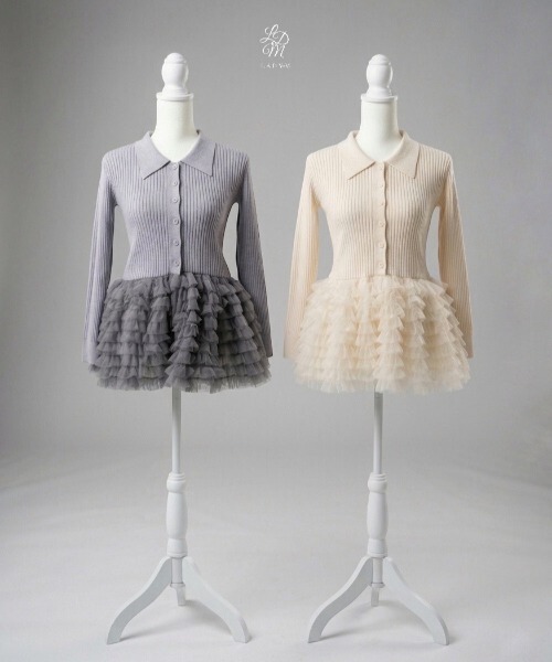 LADYM(ラディム)の「【LADYM】Polo Tulle Peplum Knit(ニット/セーター・レディース・グレー/アイボリー・FREE)」の12枚目の写真