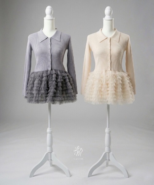LADYM(ラディム)の「【LADYM】Polo Tulle Peplum Knit(ニット/セーター・レディース・グレー/アイボリー・FREE)」の13枚目の写真
