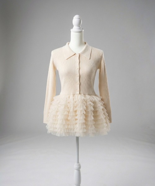 LADYM(ラディム)の「【LADYM】Polo Tulle Peplum Knit(ニット/セーター・レディース・グレー/アイボリー・FREE)」の14枚目の写真