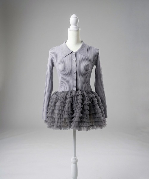 LADYM(ラディム)の「【LADYM】Polo Tulle Peplum Knit(ニット/セーター・レディース・グレー/アイボリー・FREE)」の15枚目の写真