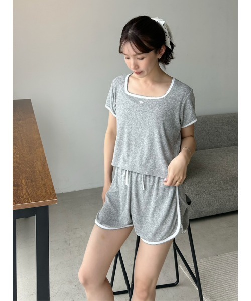 SNIDEL HOME（スナイデルホーム）の「【WEB限定】【セット商品】【SorbetLight】【接触冷感】パイルセットアップ（ルームウェア/パジャマ・レディース・ネイビー/グレー/サックスブルー/ライトピンク/アイボリー・F）」の9枚目の写真