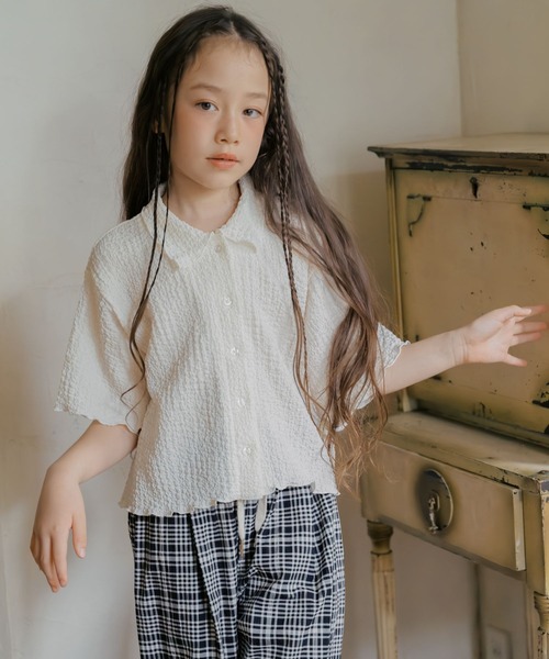 GLOBAL WORK(グローバルワーク)の「ポコポコシャツ半袖/680420(シャツ/ブラウス・キッズ・ホワイト/ミント・140cm/150cm/160cm/130cm)」の1枚目の写真