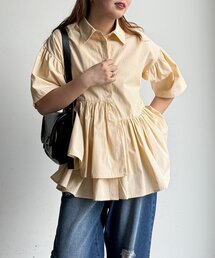 フリル半袖チュニックシャツ