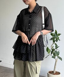 フリル半袖チュニックシャツ