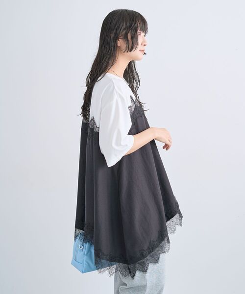Green Parks(グリーンパークス)の「レースキャミドッキングプルオーバー(Tシャツ/カットソー・レディース・ブラック/グレー/オフホワイト・FREE)」の11枚目の写真