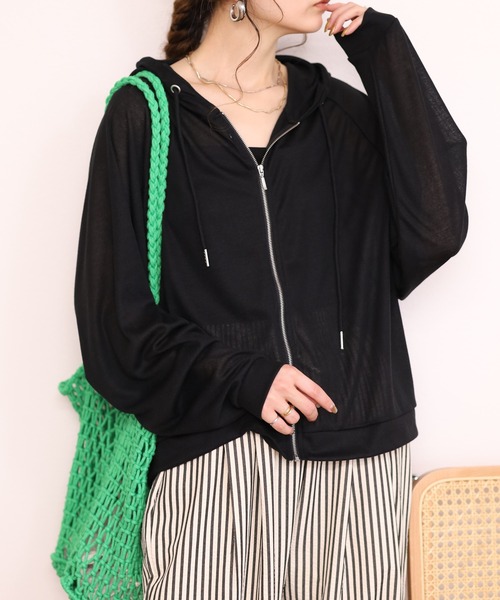 Arinomama(アリノママ)の「Arinomama 110g テンセル風 クロップド シア パーカー(パーカー・レディース・ライトブラウン/アイボリー/カーキ系/ブラック・FREE)」の14枚目の写真