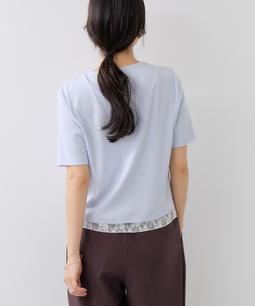 VIS(ビス)の「ドット&無地 レースドッキングレイヤード風リブカットソー(Tシャツ/カットソー・レディース・サックスブルー/オフホワイト/ネイビー・FREE)」の17枚目の写真