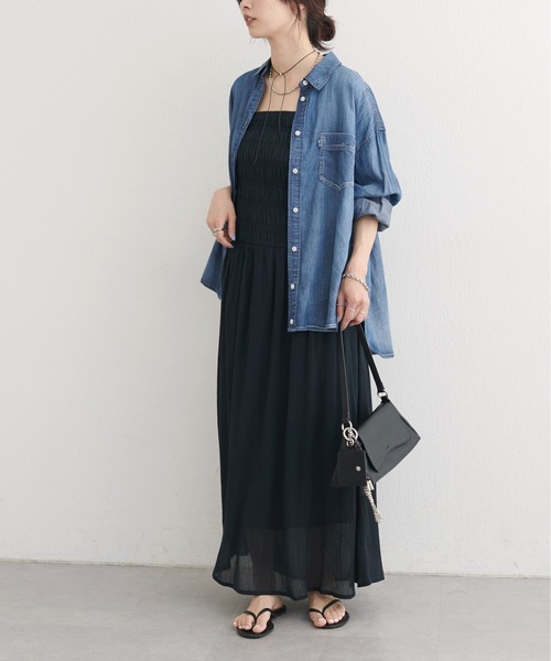 LARUTA（ラルータ）の「【LARUTA】シャーリングリボンキャミワンピース（ワンピース・レディース・ブラック/ターコイズブルー/アイボリー・FREE）」の10枚目の写真